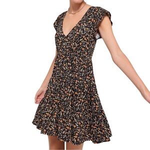 Floral Urban Outfitters Julia Ruffle Mini Dress